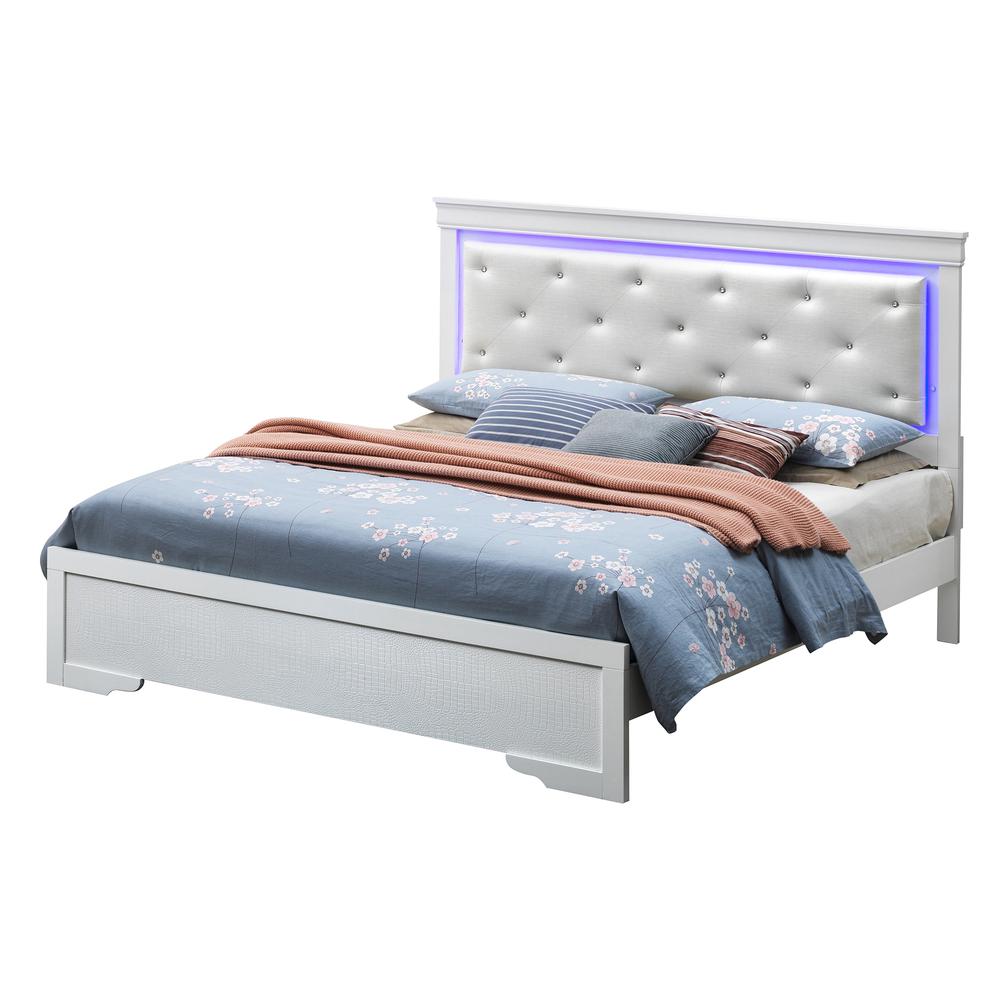 Lorana Silver Champagne Queen Panel Beds, PF-G6590B-QB2. Picture 1