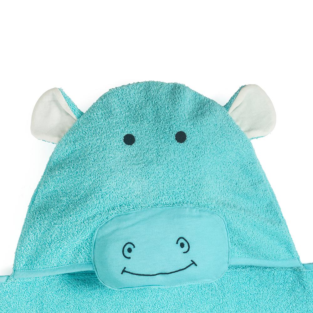 Kids Bath Collection 27" x 54" Cotton Hippo Hooded Bath Towel. Picture 4