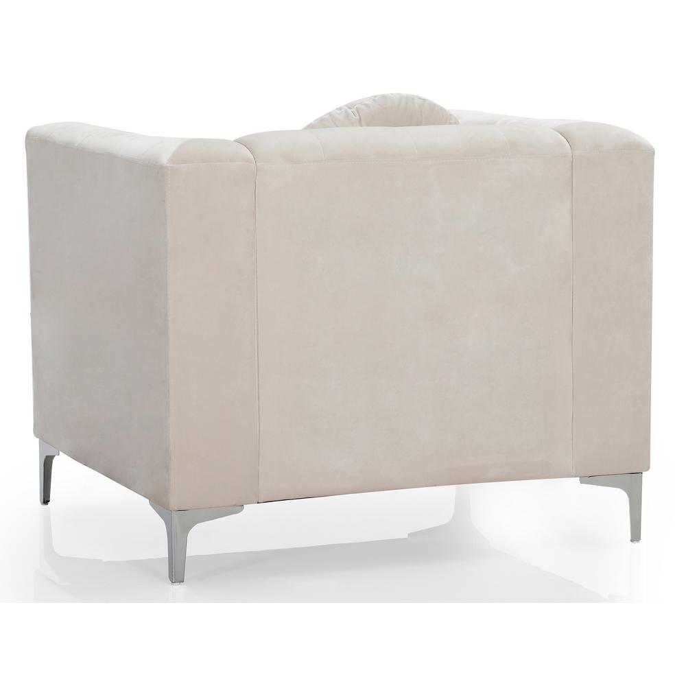 Pompano Ivory Tufted Velvet Accent Chair. Picture 4