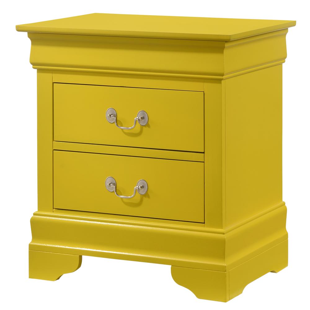 Louis Philippe 2-Drawer Yellow Nightstand (24 in. H X 22 in. W X 16 in. D). Picture 2