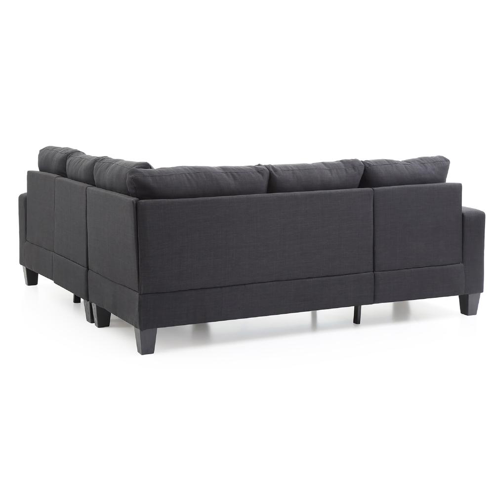 Newbury 82 in. W 2-piece Polyester Twill L Shape Sectional Sofa in Black. Picture 3