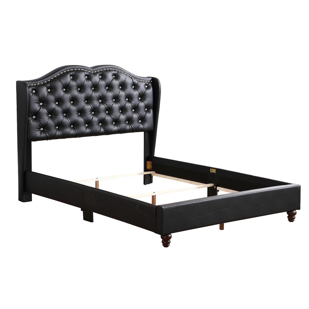 Joy Jewel Black Tufted Full Panel Bed. Picture 3