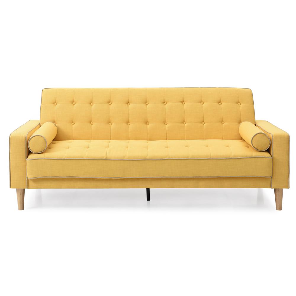Andrews 85 in. W Flared Arm Polyester Straight Sofa in Yellow. The main picture.