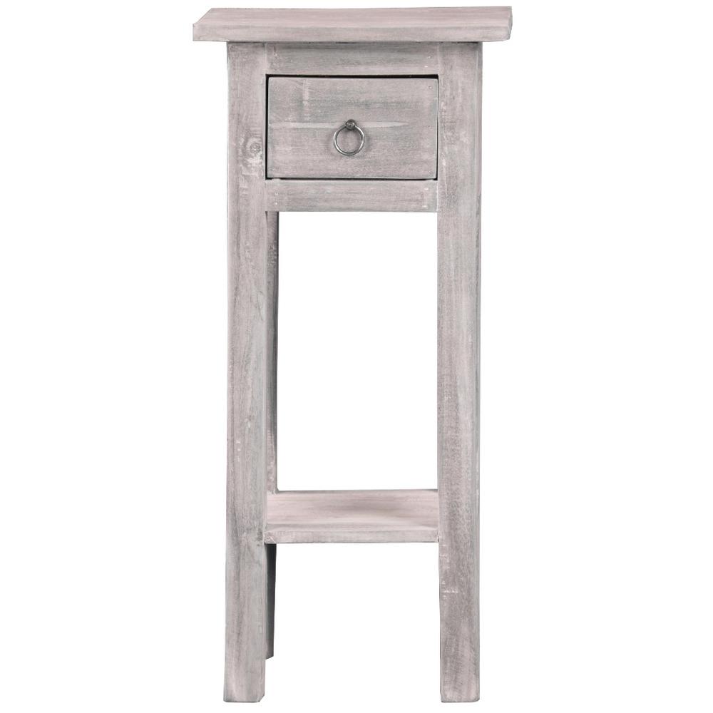 Shabby Chic Cottage 11.8 in. Stonewall Gray Square Solid Wood End Table with 1 Drawer. Picture 1