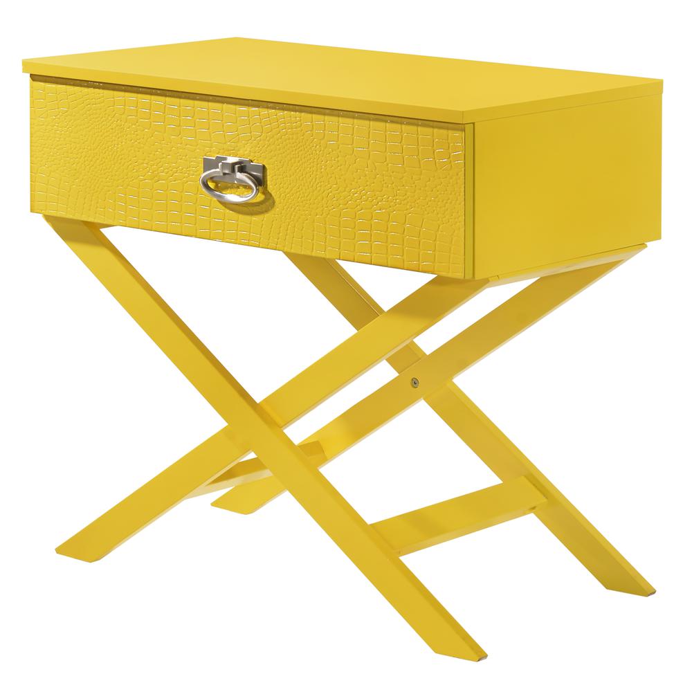 Xavier 1-Drawer Yellow Nightstand (25 in. H x 16 in. W x 27 in. D). Picture 2