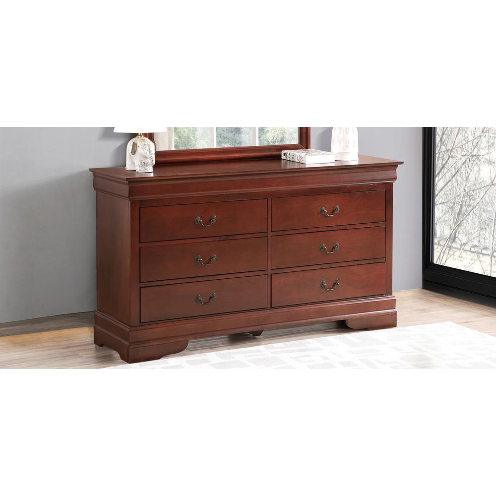 Louis Phillipe 6-Drawer Cherry Double Dresser (33 in. X 18 in. X 60 in.). Picture 7