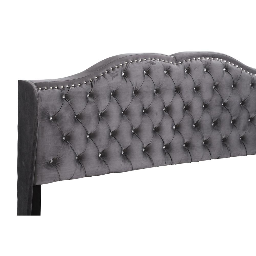 Joy Jeweled Gray Tufted King Panel Bed. Picture 4