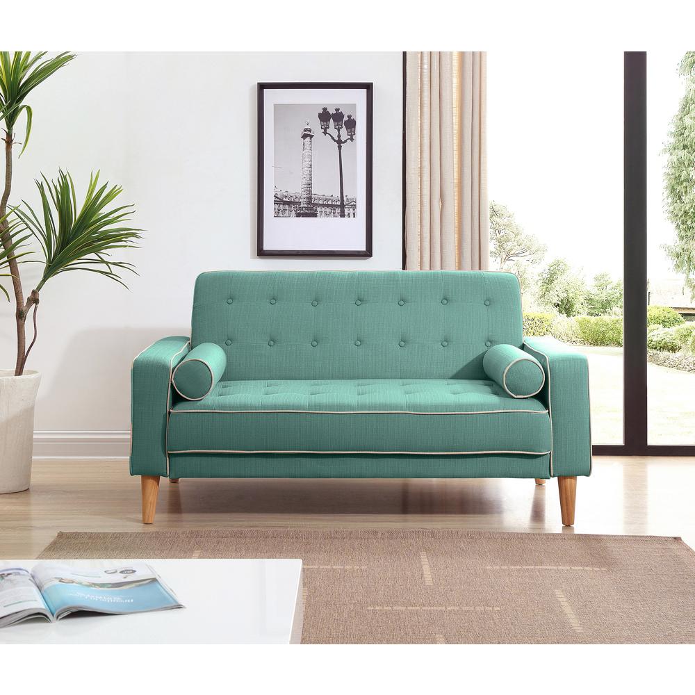 Andrews 60 in. W Flared Arm Polyester Straight Sofa in Teal. Picture 5