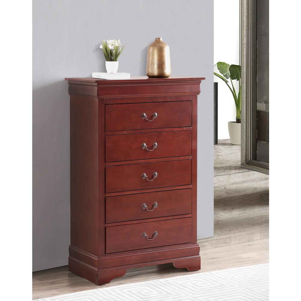 Louis Phillipe II Cherry 5 Drawer Chest of Drawers (31 in L. X 16 in W. X 48 in H.). Picture 7