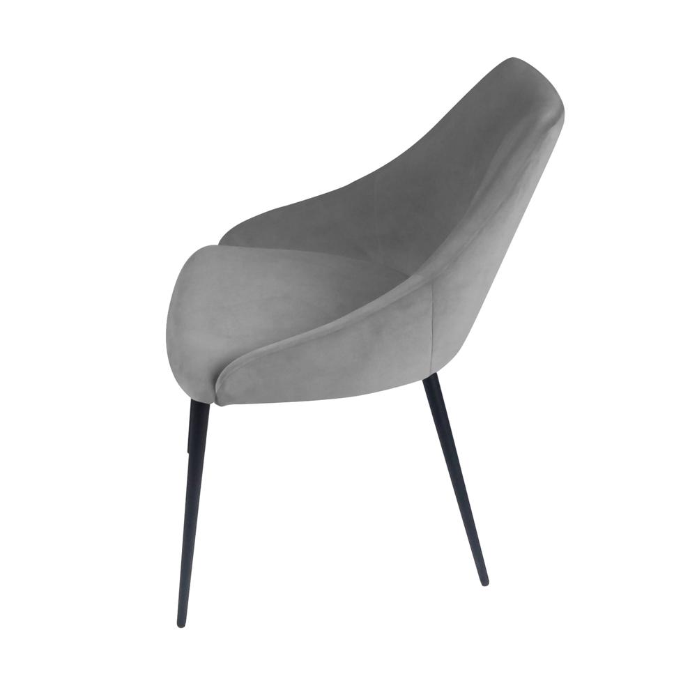 Pitch Harmony Stone Grey Velvet Upholstered Dining Chair with Conic Legs. Picture 4