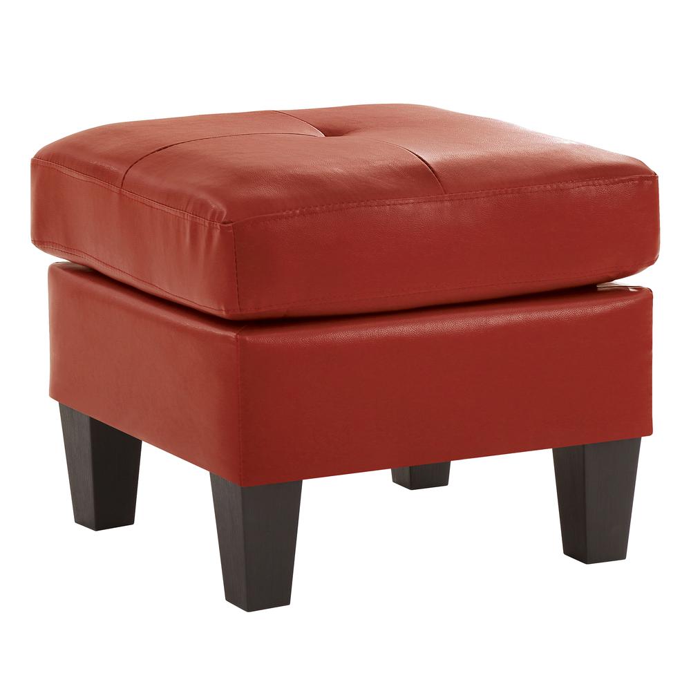 Newbury Red Faux Leather Upholstered Ottoman. Picture 2