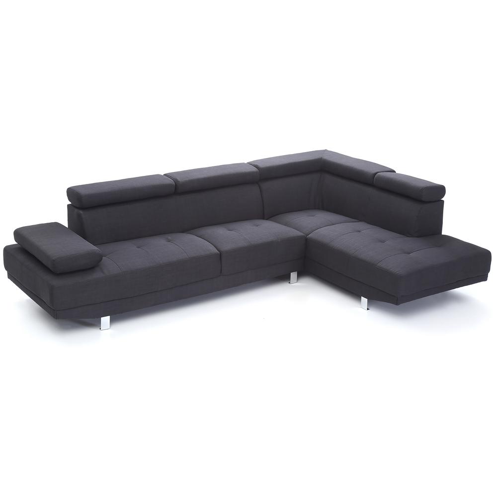 Riveredge 109 in. W 2-piece Polyester Twill L Shape Sectional Sofa in Black. Picture 2