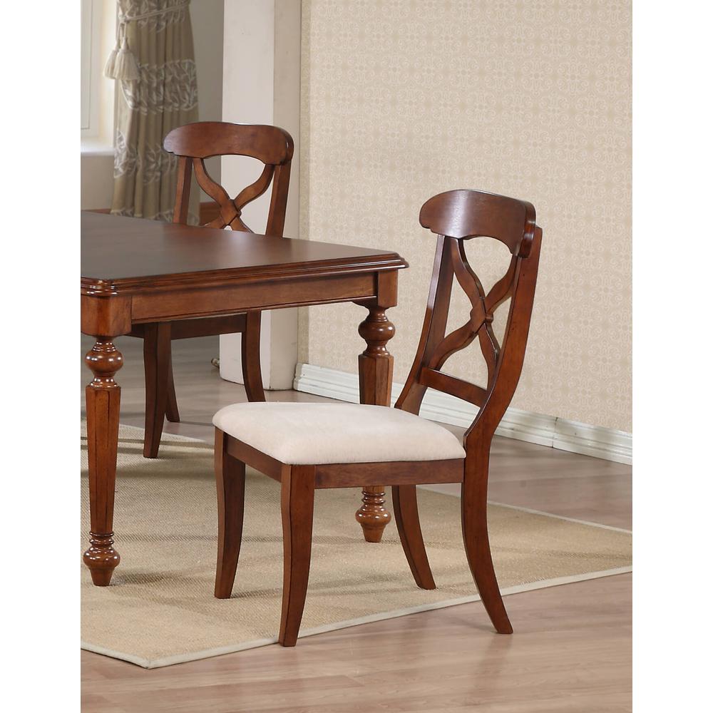 Andrews Distressed Chestnut Brown Upholstered Side Chair (Set of 2). Picture 4