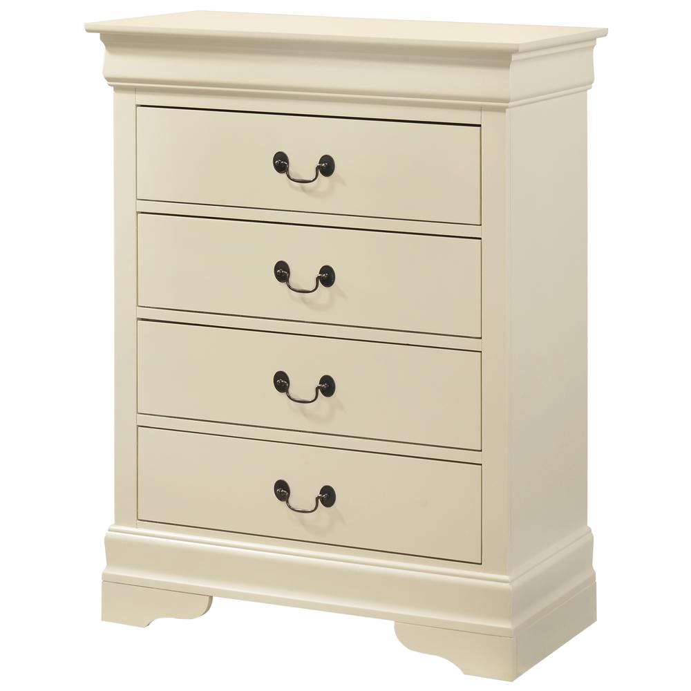 Louis Phillipe Beige 4 Drawer Chest of Drawers (31 in L. X 16 in W. X 41 in H.). Picture 1