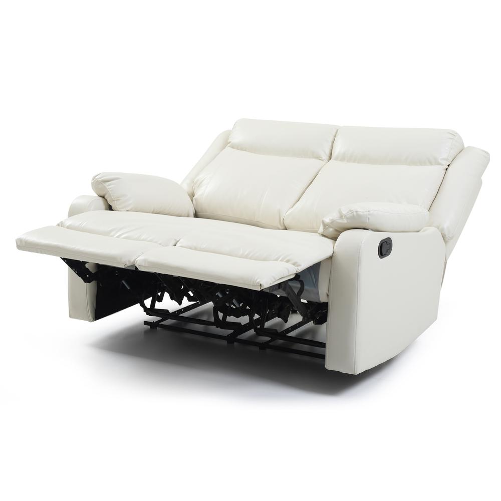 Ward 55 in. Pearl Faux leather 2-Seater Reclining Sofa with Pillow Top Arm. Picture 4