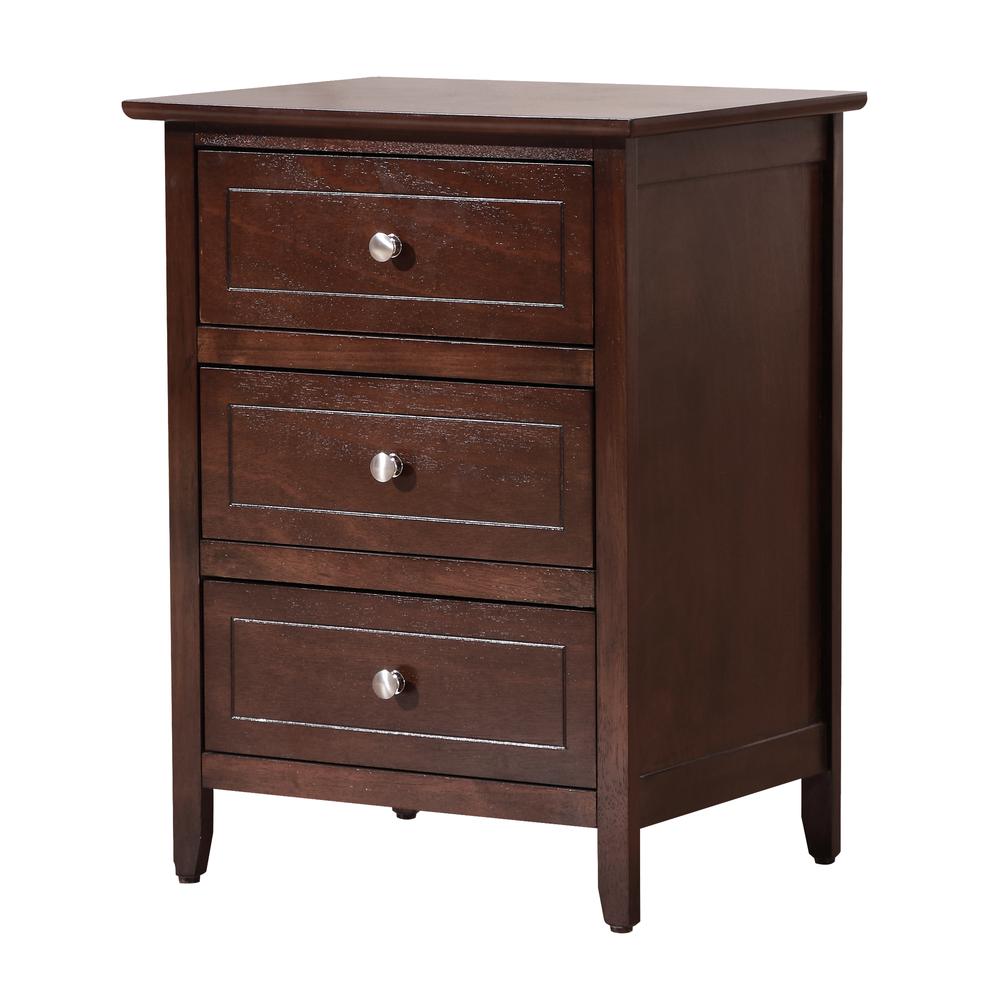 Daniel 3-Drawer Cappuccino Nightstand (25 in. H x 15 in. W x 19 in. D). Picture 2