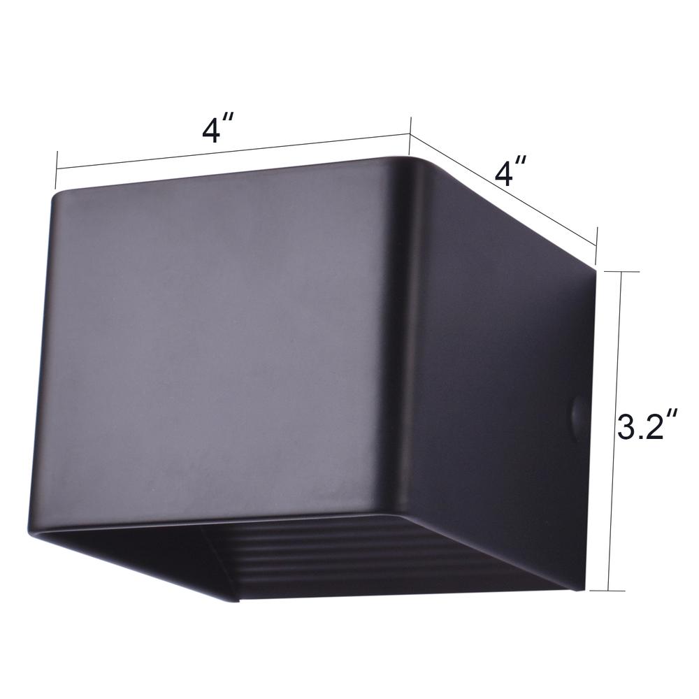 4" LED Square Black Wall Sconce Lamp 2pcs Pack. Picture 8
