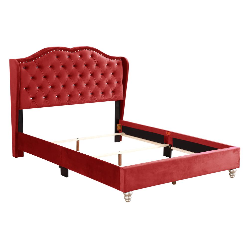 Joy Cherry Full Upholstered Panel Bed. Picture 3