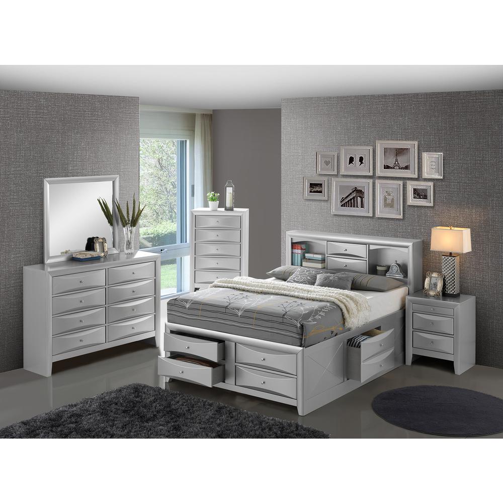 Marilla Silver Champagne Full Panel Beds, PF-G1503G-FSB3. Picture 3