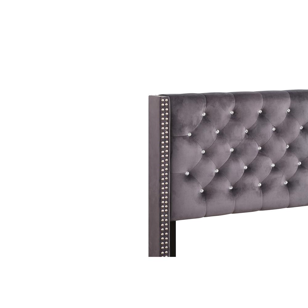 Julie Dark Gray Tufted Upholstered Low Profile Full Panel Bed. Picture 4