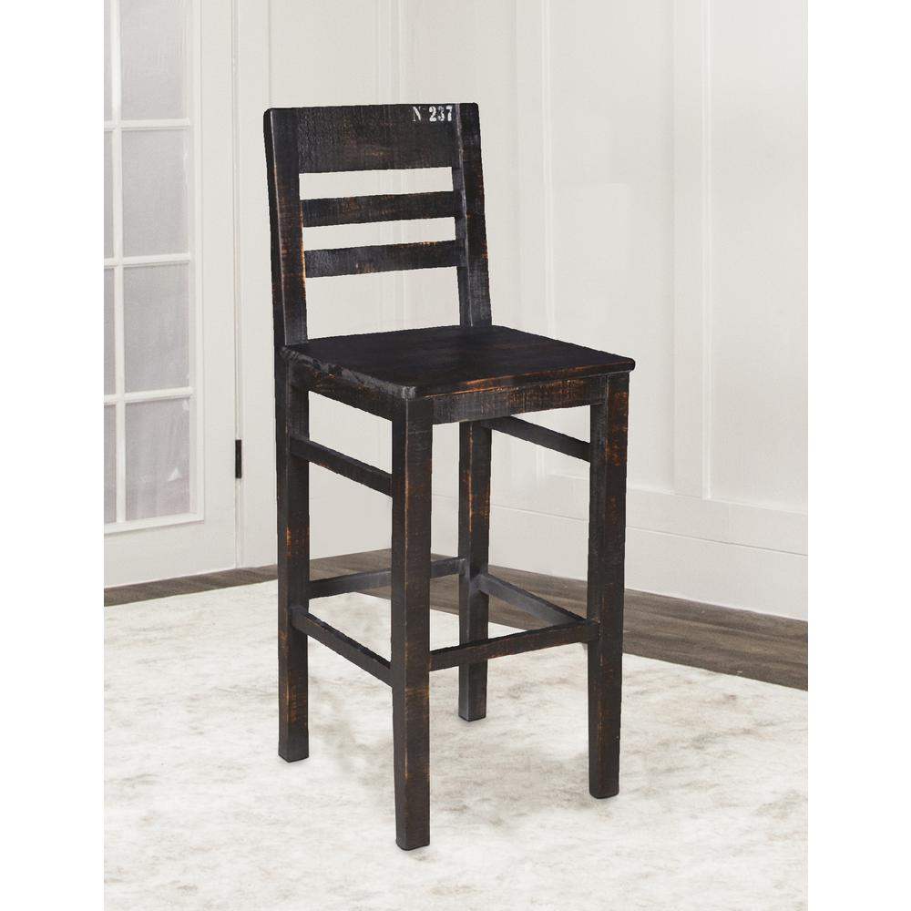 Graphic 48 in. Distressed Black and White High Back Wood Frame 30 in. Bar Stool (Set of 2). Picture 4