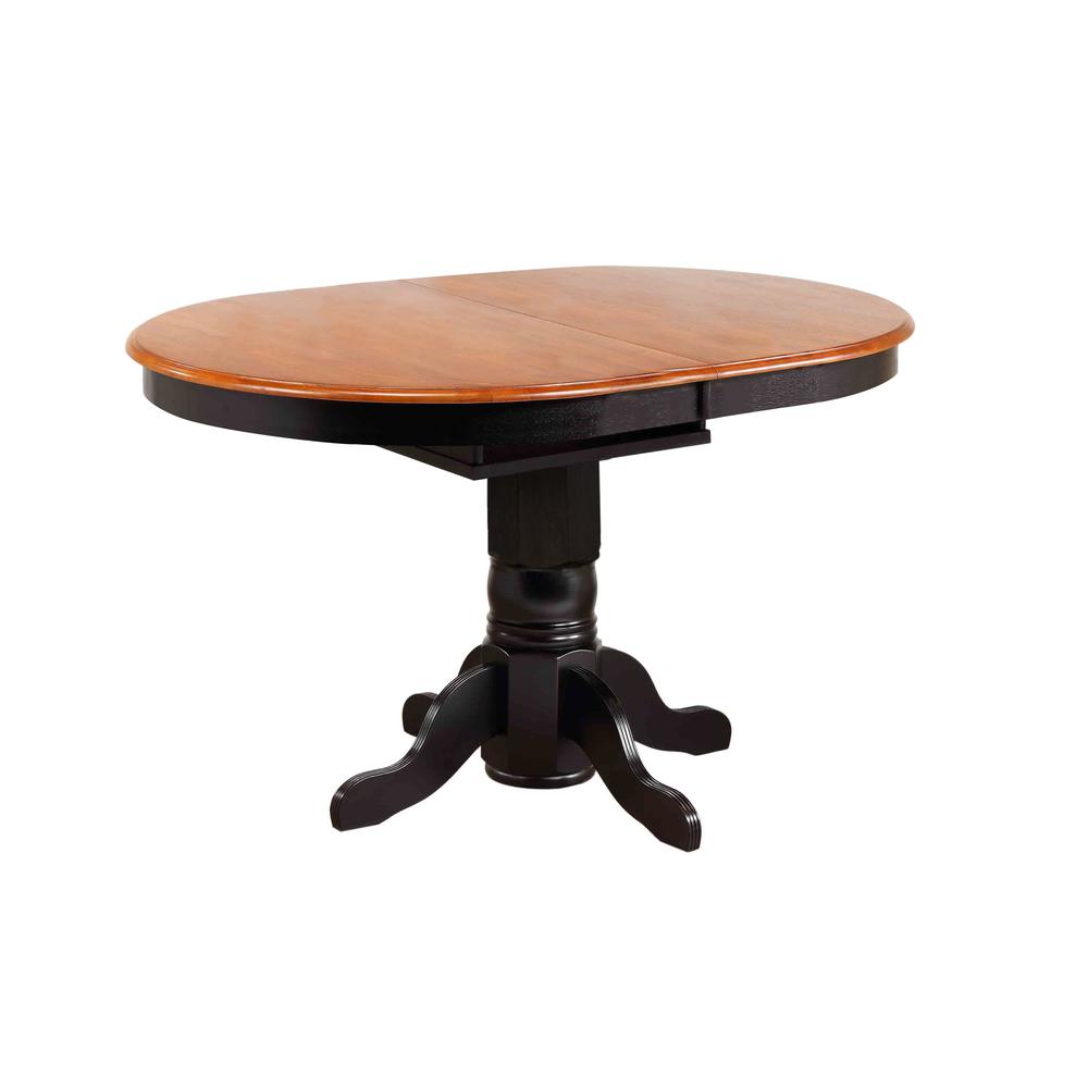 54 in. Oval Distressed Antique Black with Cherry Top Solid Wood Pub Dining Table (Seats 8). Picture 2