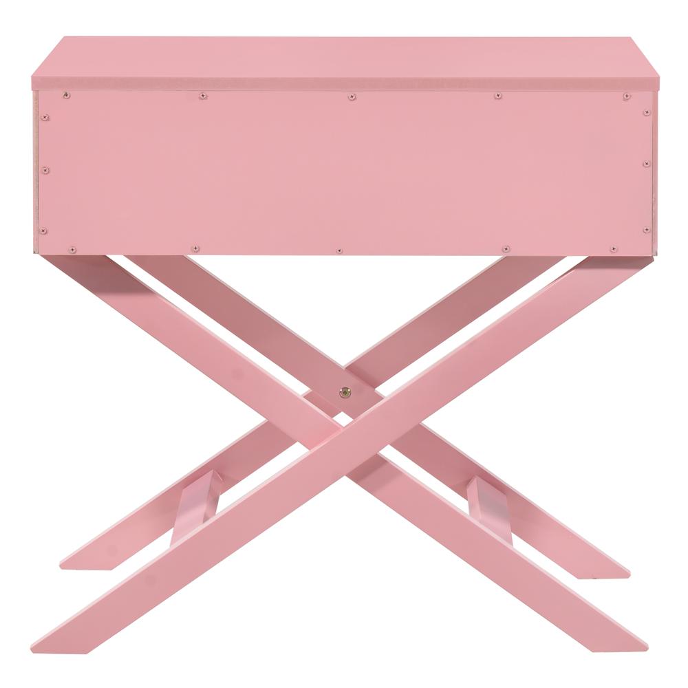 Xavier 1-Drawer Pink Nightstand (25 in. H x 16 in. W x 27 in. D). Picture 4
