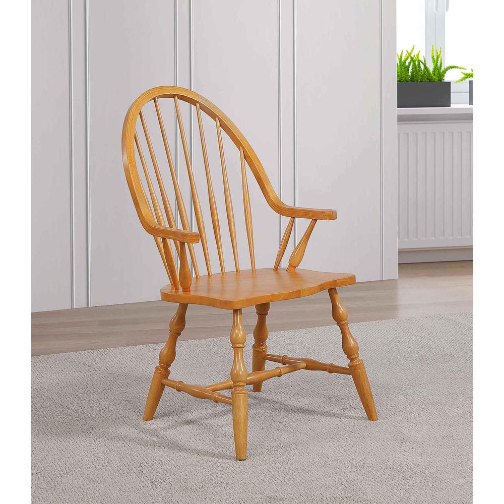 Oak Selections Distressed Light Oak Arm Chair. Picture 5