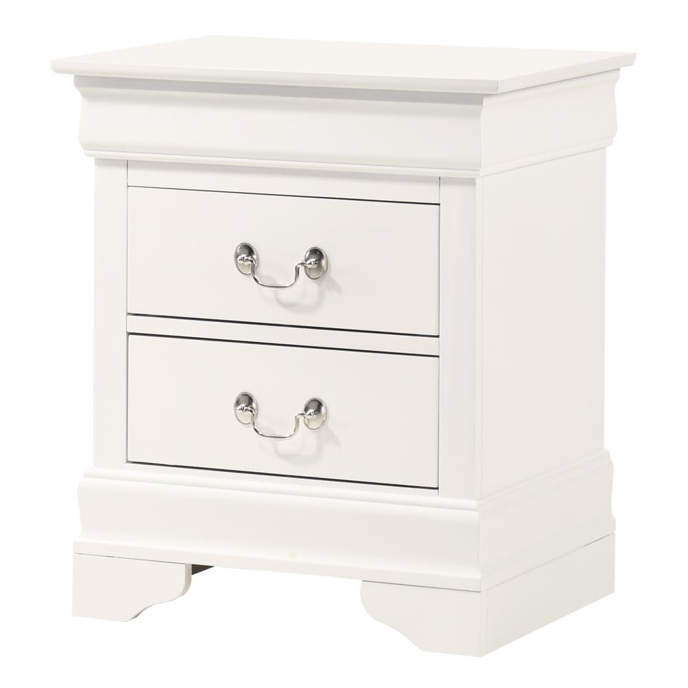 Louis Philippe 2-Drawer White Nightstand (24 in. H X 21 in. W X 16 in. D). Picture 2