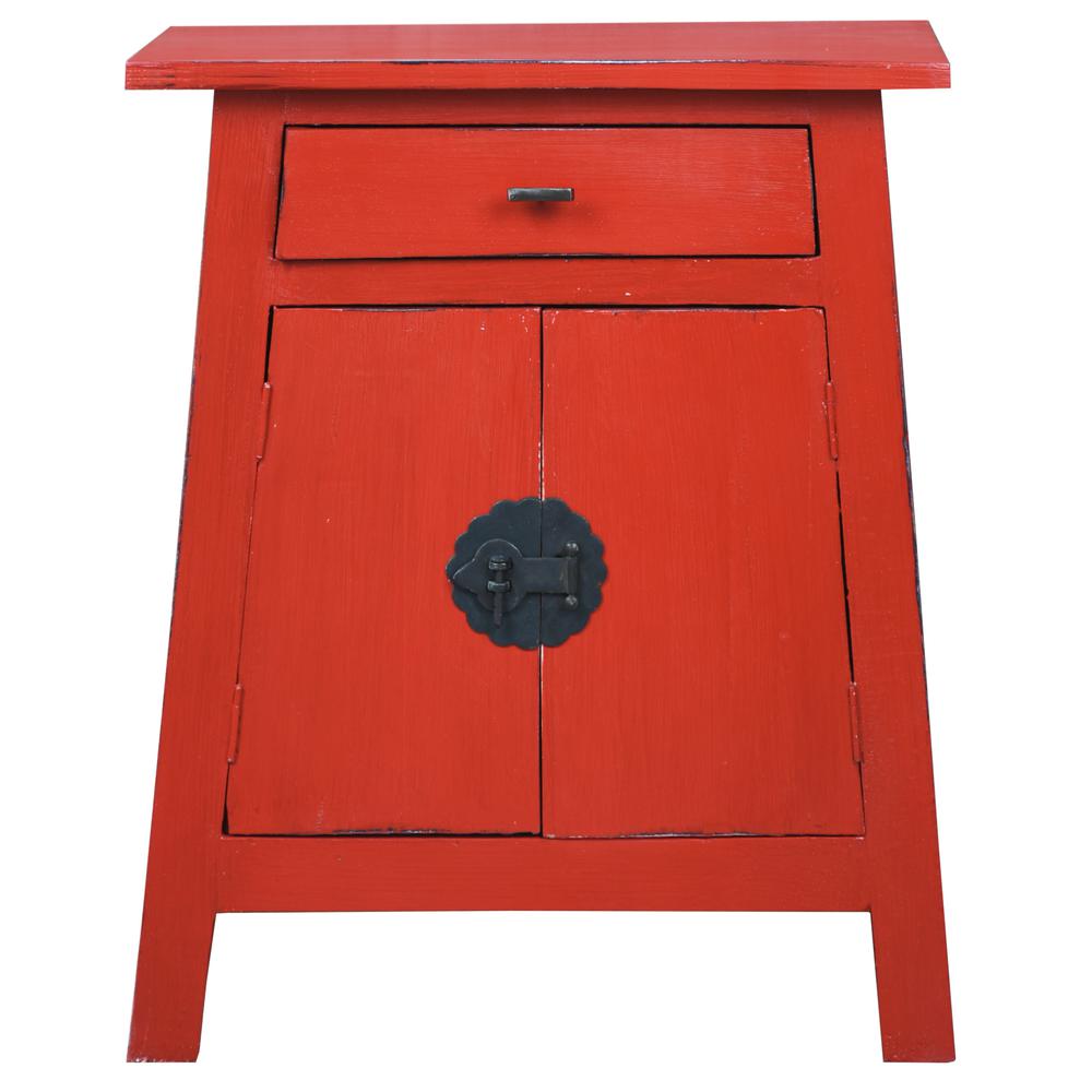 Shabby Chic Cottage 21 in. Red Rectangular Wood End Table. Picture 1
