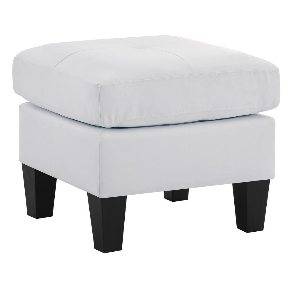 Newbury White Faux Leather Upholstered Ottoman. Picture 2