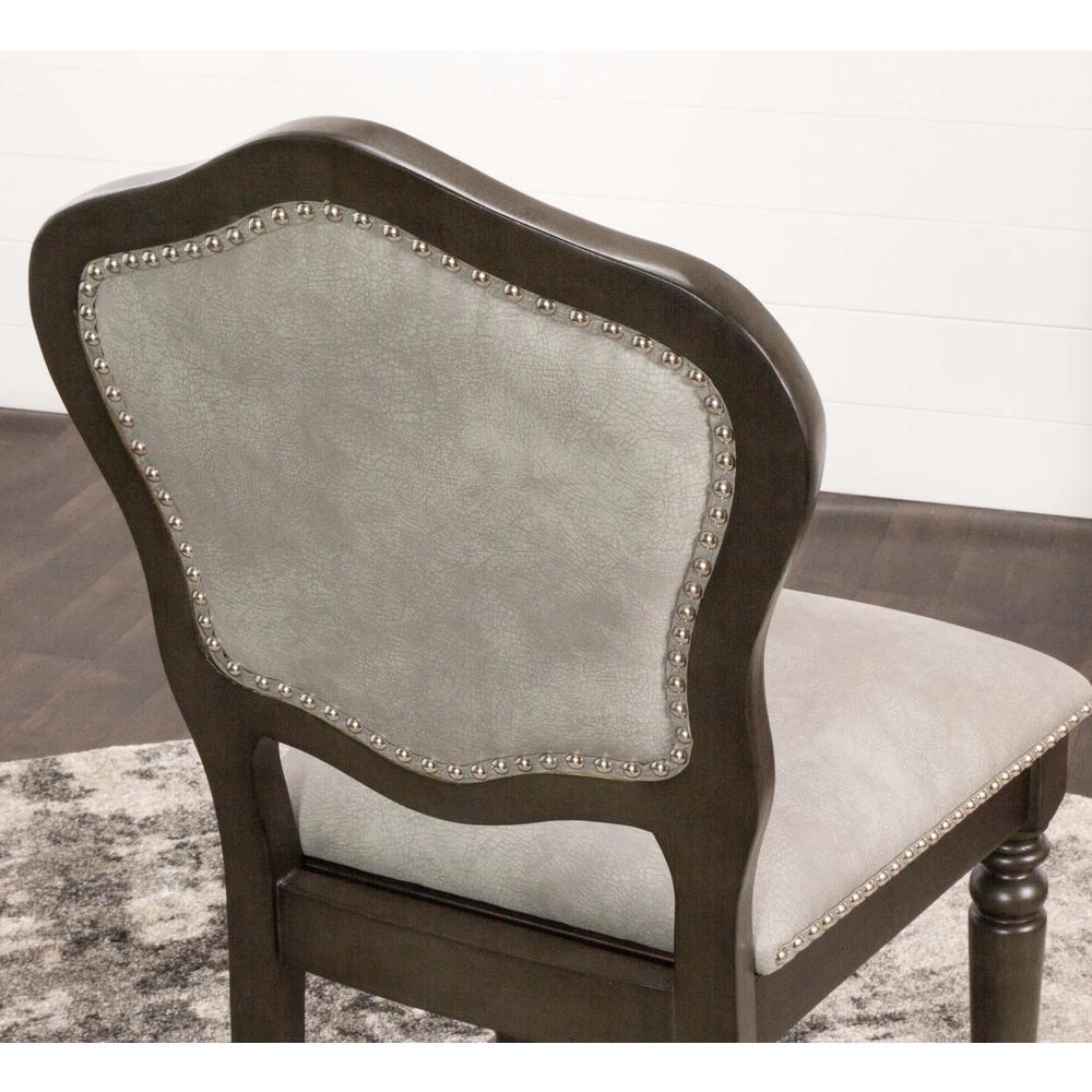 Vegas Light Gray and Dark Gray Nailheads and Casters Side Chair (Set of 2). Picture 3
