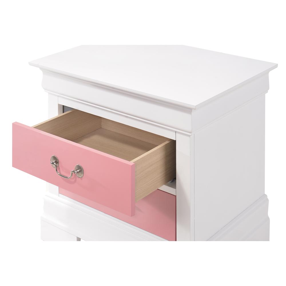 Louis Philippe 2-Drawer Pink and White Nightstand (24 in. H X 22 in. W X 16 in. D). Picture 3