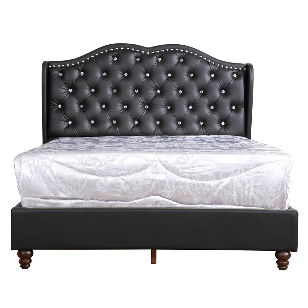 Joy Jewel Black Tufted Full Panel Bed. Picture 2