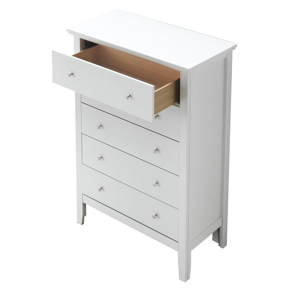 Primo White 5 Drawer Chest of Drawers (32 in L. X 16 in W. X 48 in H.). Picture 3