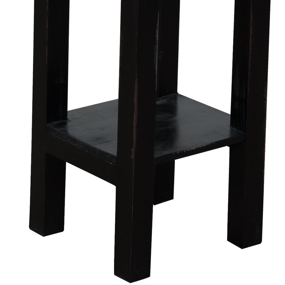 Shabby Chic Cottage 11.8 in. Antique Black Square Solid Wood End Table with 1 Drawer. Picture 5