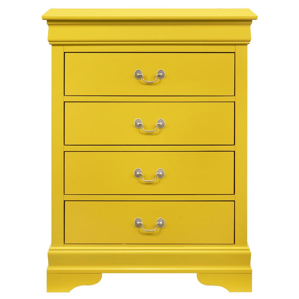 Louis Phillipe Yellow 4 Drawer Chest of Drawers (41 in L. X 16 in W. X 41 in H.). Picture 2