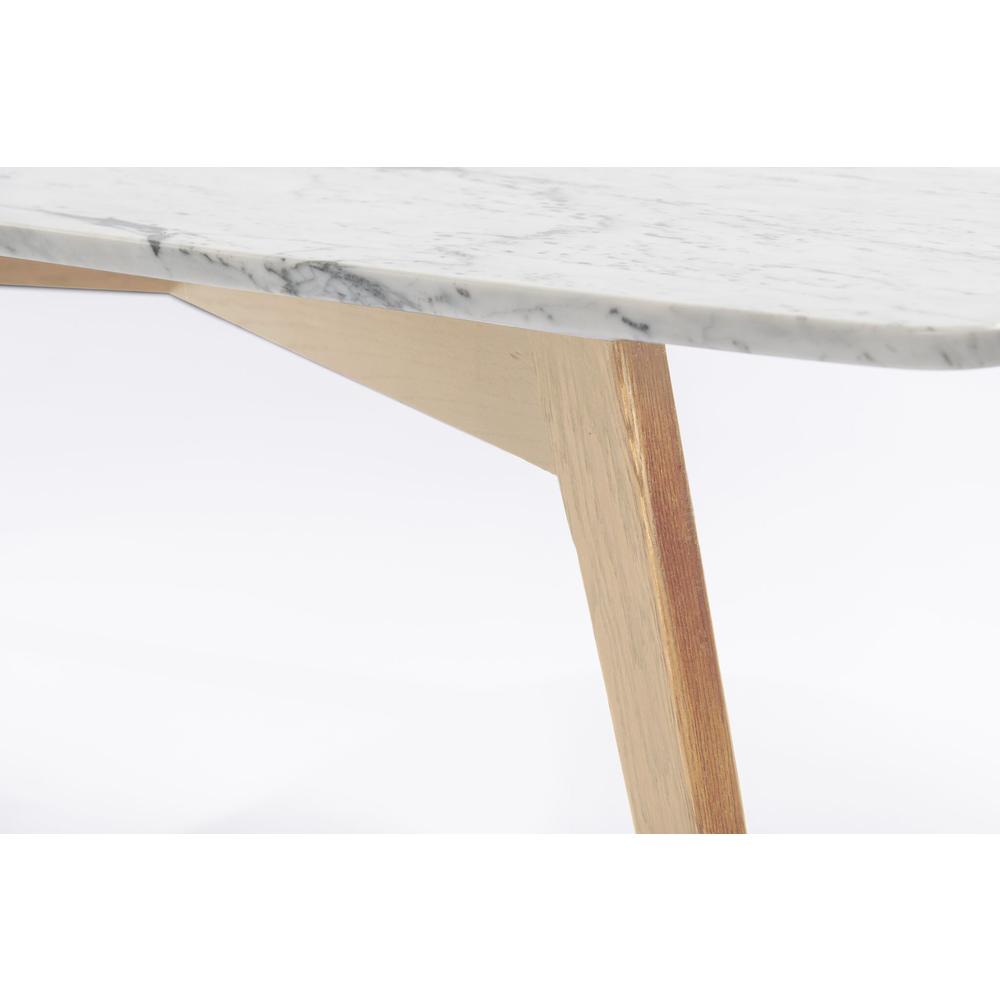 Vezzana 31" Square Italian Carrara White Marble Coffee Table with Oak Legs. Picture 5