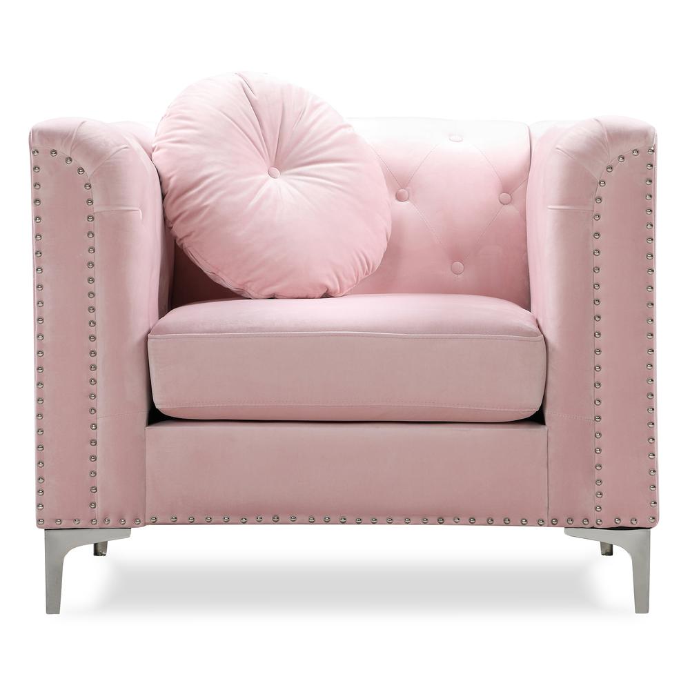 Pompano Pink Tufted Velvet Accent Chair. Picture 1