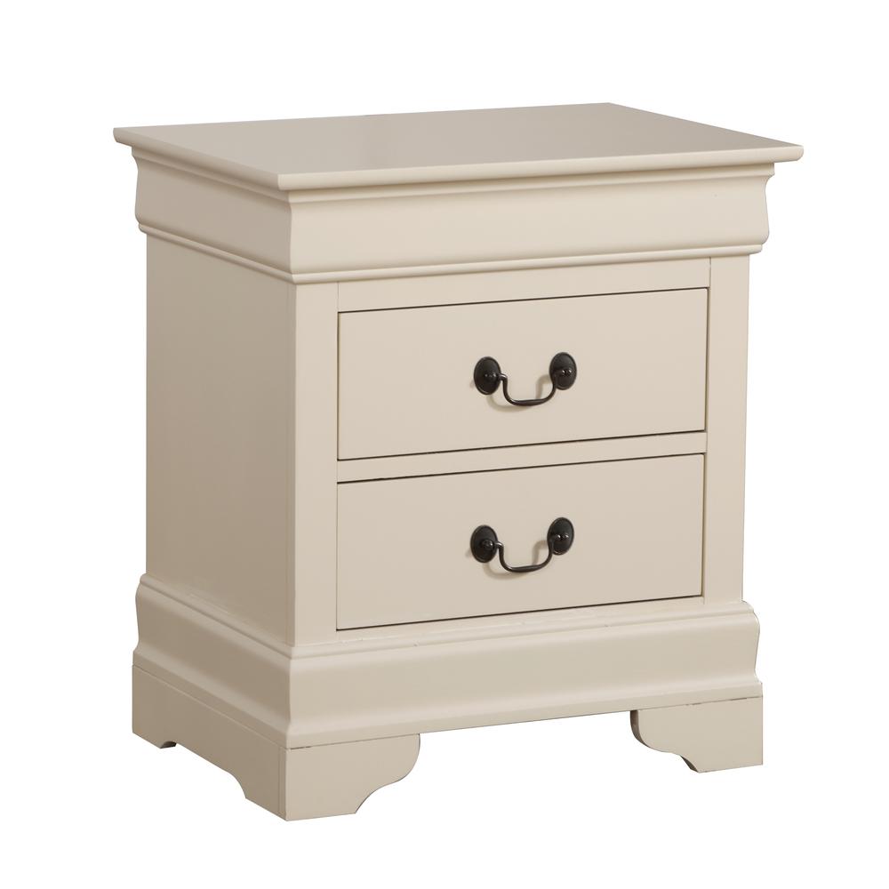 Louis Philippe 2-Drawer Beige Nightstand (24 in. H X 22 in. W X 16 in. D). Picture 2