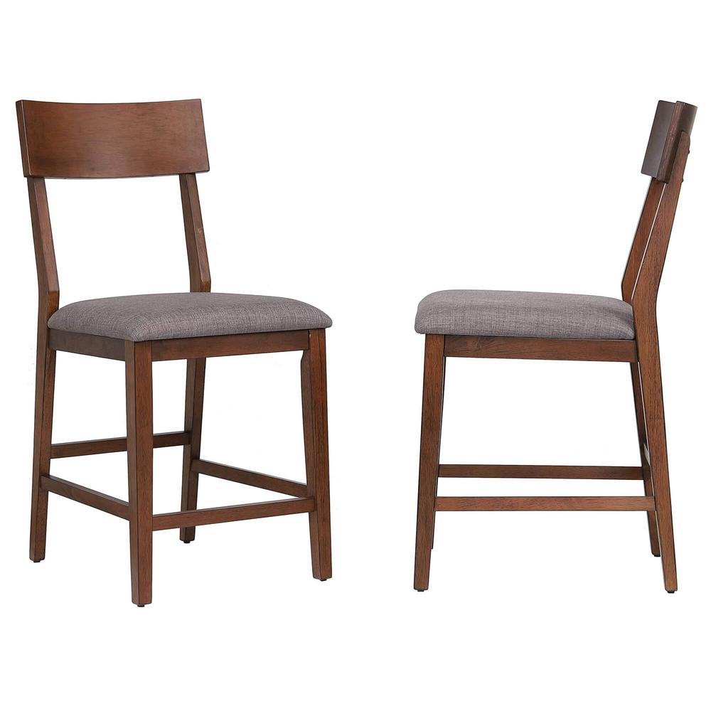 34 In. Danish Walnut High Back Wood Frame 24 in. Bar Stool  (Set of 2). Picture 1