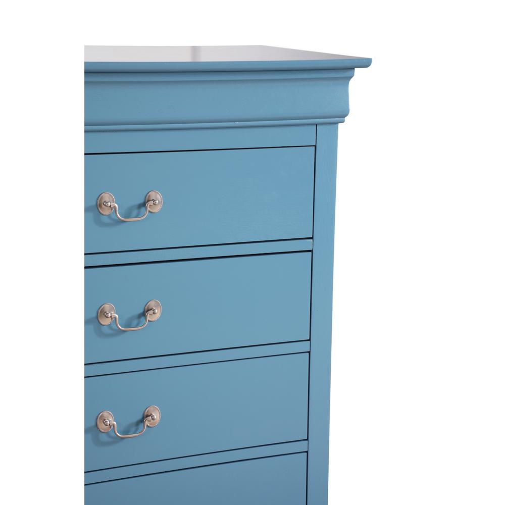 Louis Phillipe Teal 5 Drawer Chest of Drawers (33 in L. X 18 in W. X 48 in H.). Picture 6