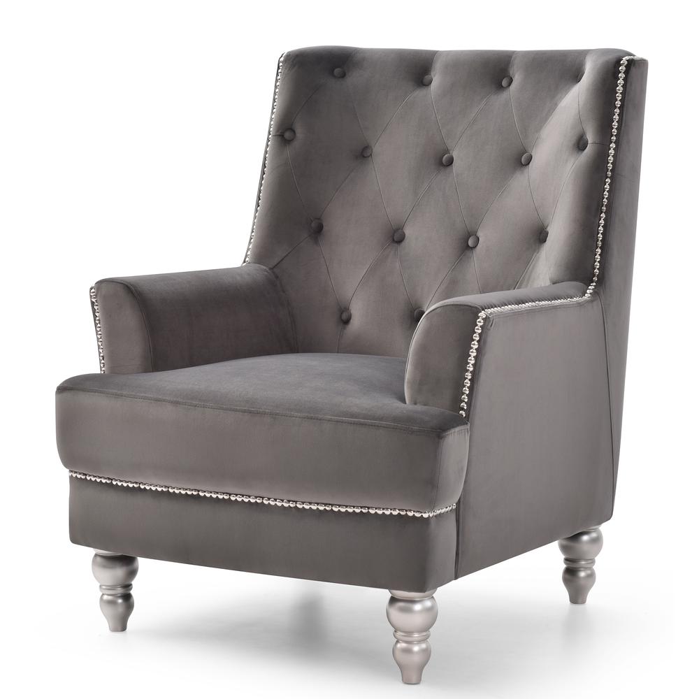 Pamona Dark Gray Upholstered Accent Chair. Picture 2