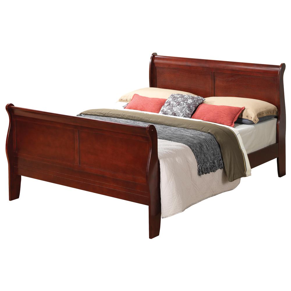 Louis Philippe Cherry Full Sleigh Bed with High Footboard. Picture 1