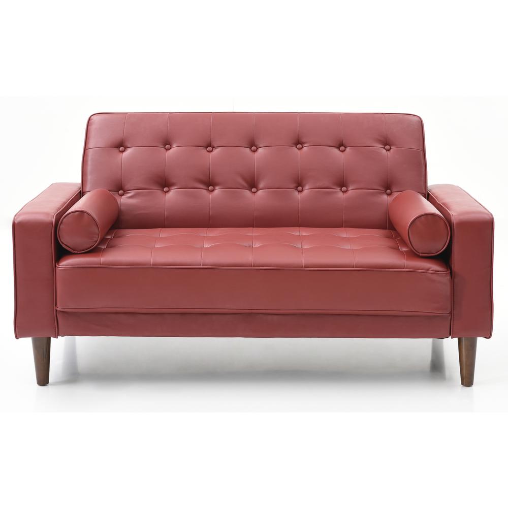 Andrews 60 in. W Flared Arm Faux Leather Straight Sofa in Red. The main picture.