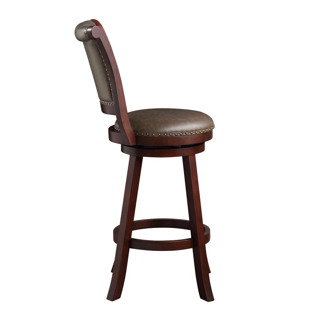 SH Tufted 44.5 in. Mahogany High Back Wood 29 in. Bar Stool. Picture 4