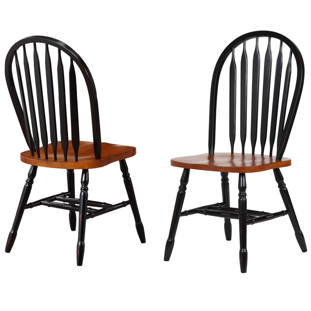 Andrews Malaysian Oak Wood Distressed Antique Black with Cherry Side Chair (Set of 2). Picture 2