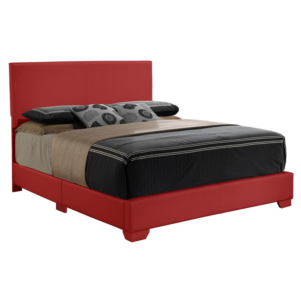Aaron Dark Red Upholstered King Panel Bed. Picture 1