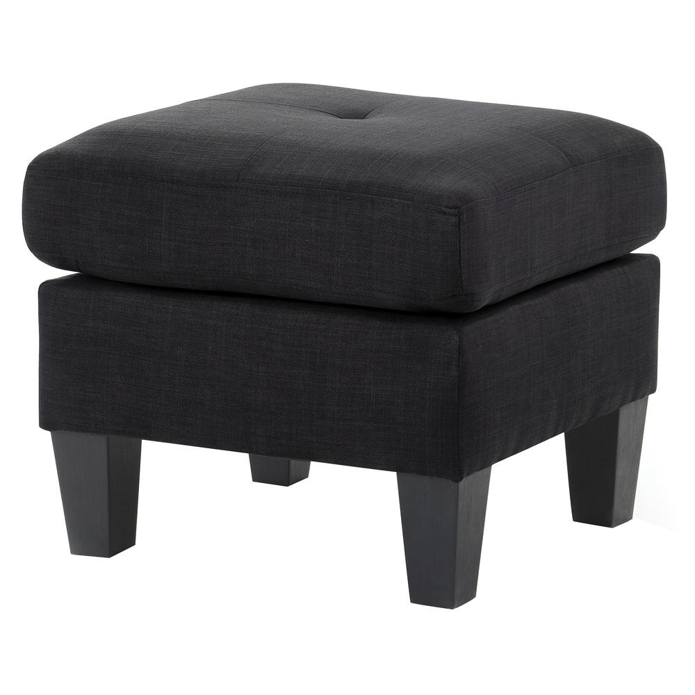 Newbury Black Polyester Upholstered Ottoman. Picture 1