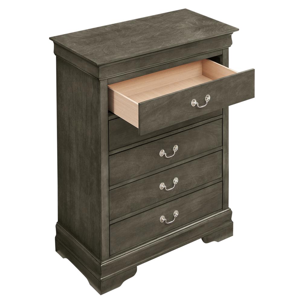 Louis Phillipe Gray 5 Drawer Chest of Drawers (33 in L. X 18 in W. X 48 in H.). Picture 3